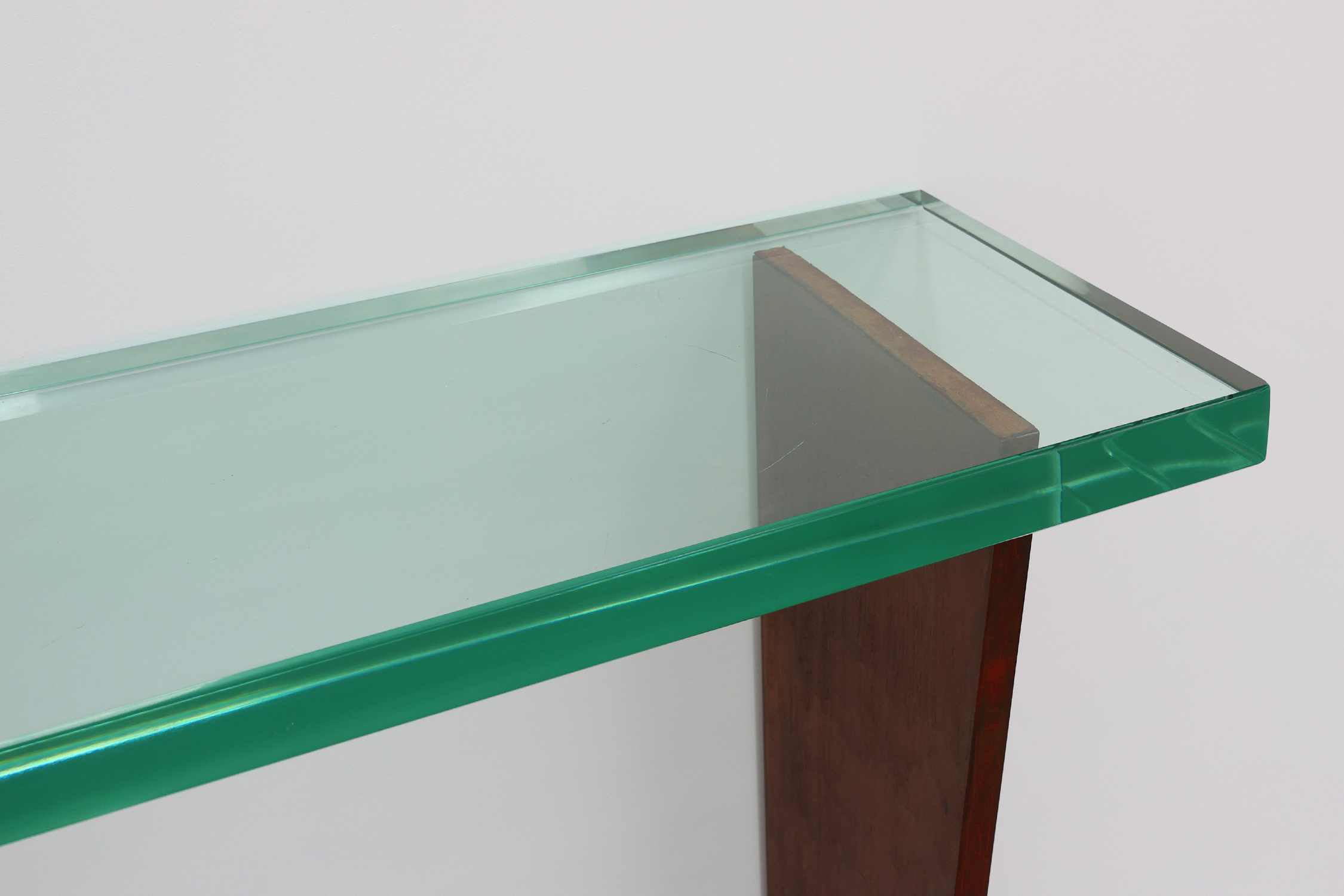 Sculptural French Art Deco Console Table with Glass Top, circa 1925thumbnail
